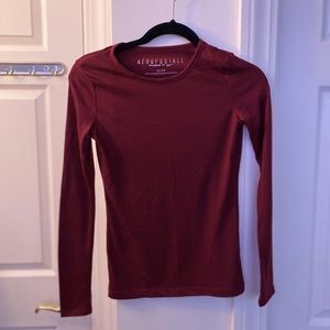 Burgundy Semi Sheer Long Sleeve